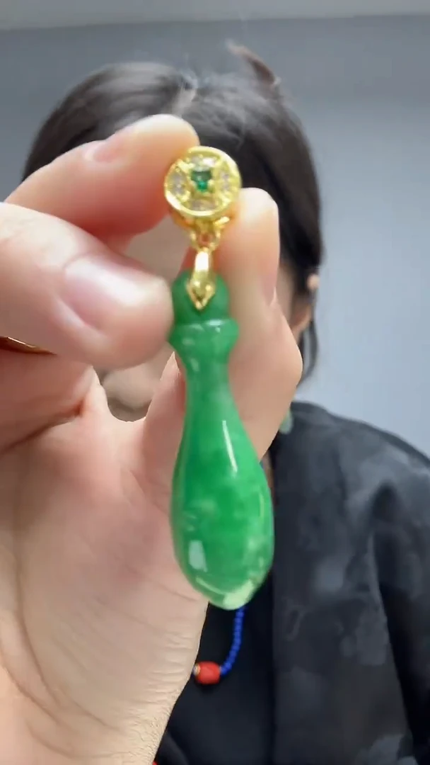 颈饰14K金镶嵌翡翠大圆珠宝高货颈饰