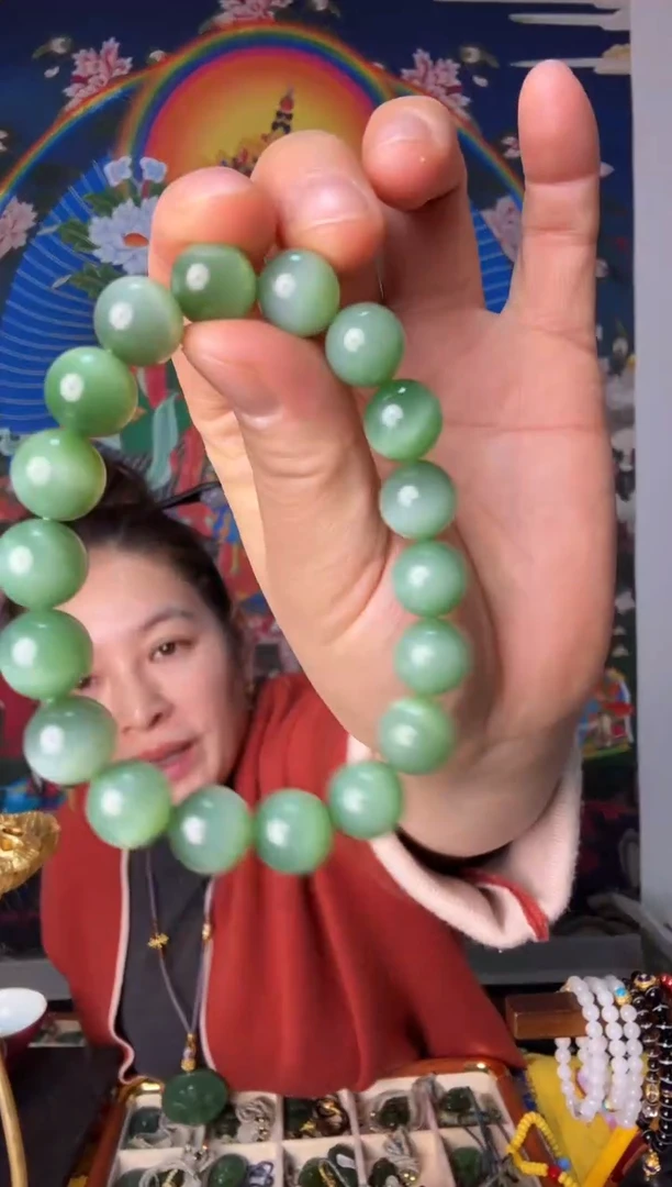 未镶嵌手串和田玉和田碧玉猫眼手串