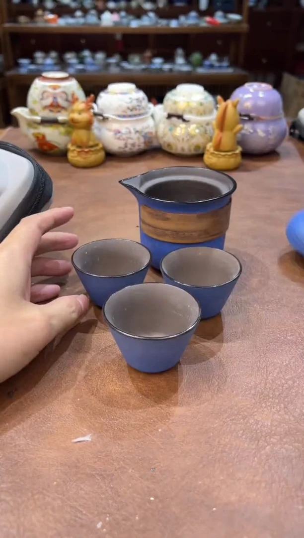 真的很便宜超好看会开片的旅行茶具