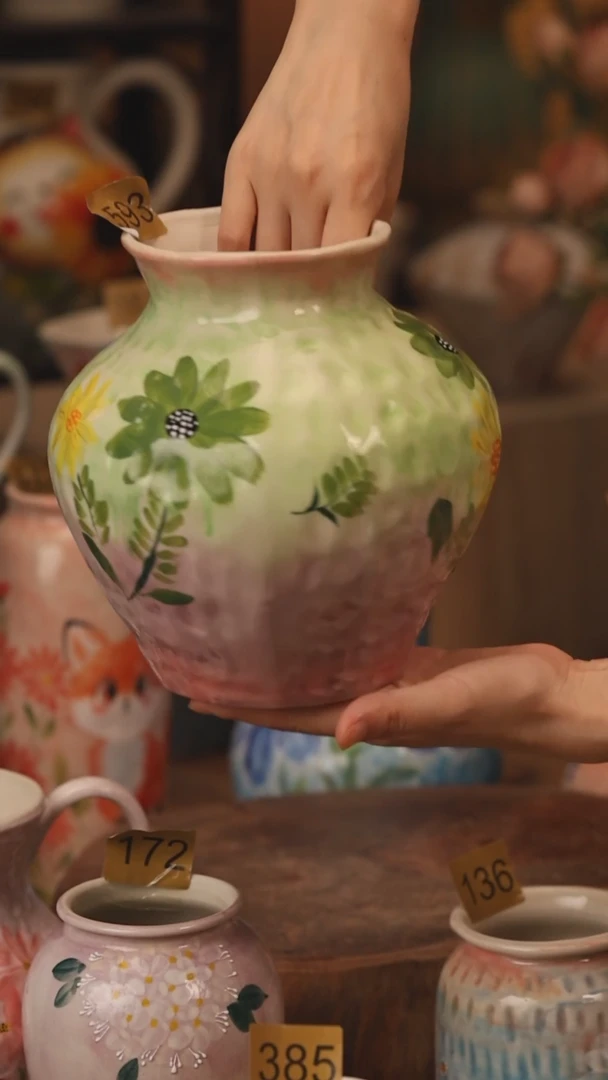 陶瓷593景德镇设计师手作花器摆件侘寂风