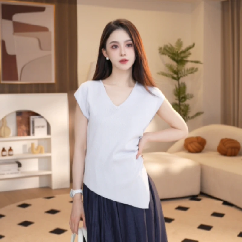 【Shuyan妍】-镂空针织-设计感镂空天丝混纺小衫85001