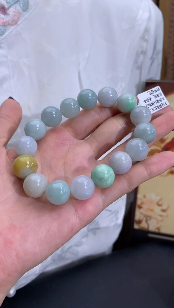 未镶嵌手串翡翠细糯 卡13.2-13.8mm