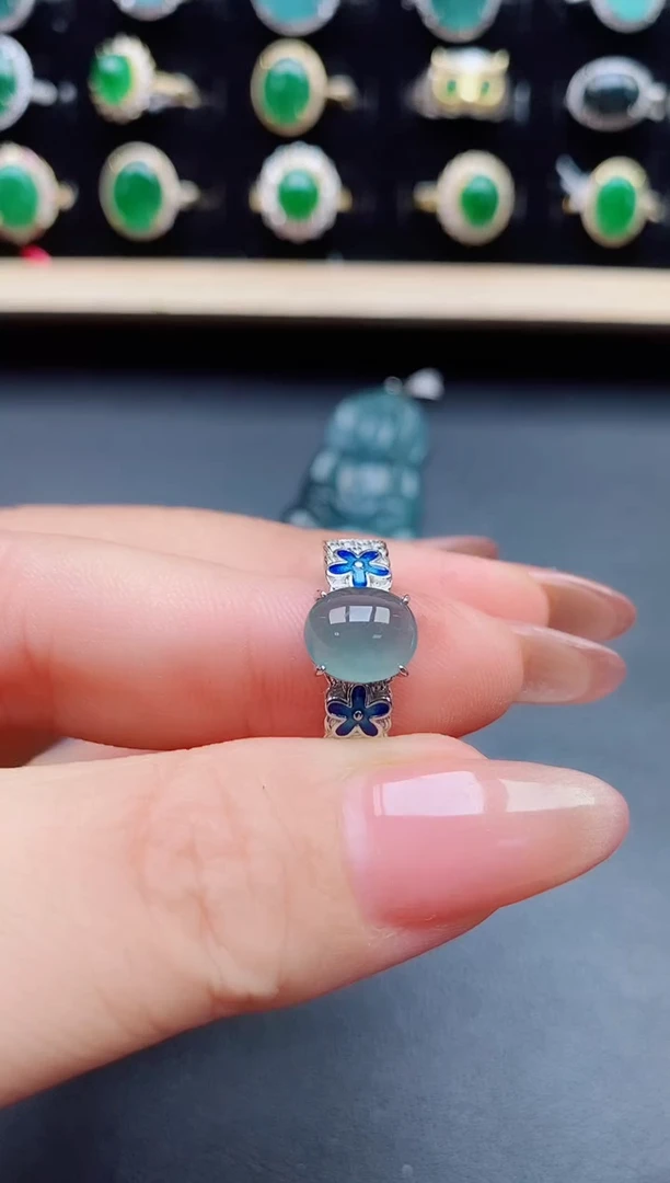 翡翠戒指银S925镶嵌312321