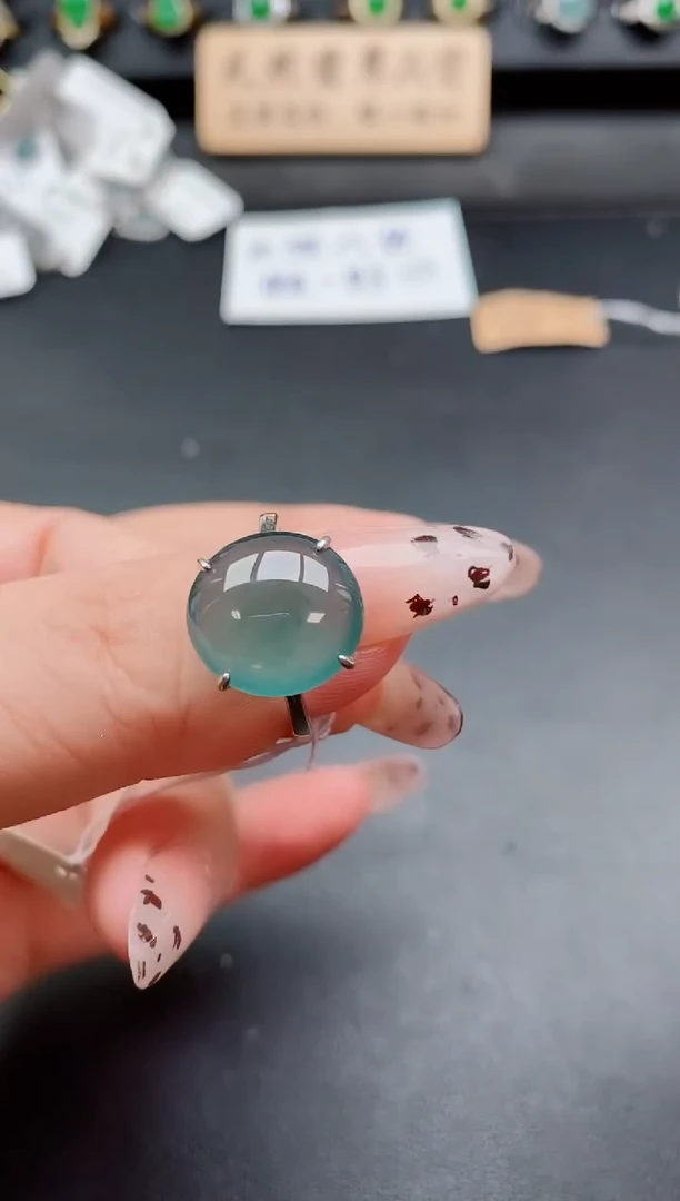 银S925镶嵌戒指翡翠1