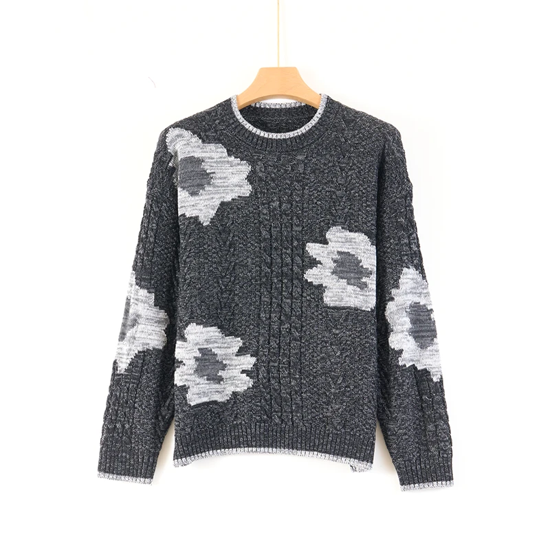 天山甄选新款女士休闲百搭时尚圆领套图针织衫-YTNL5405T