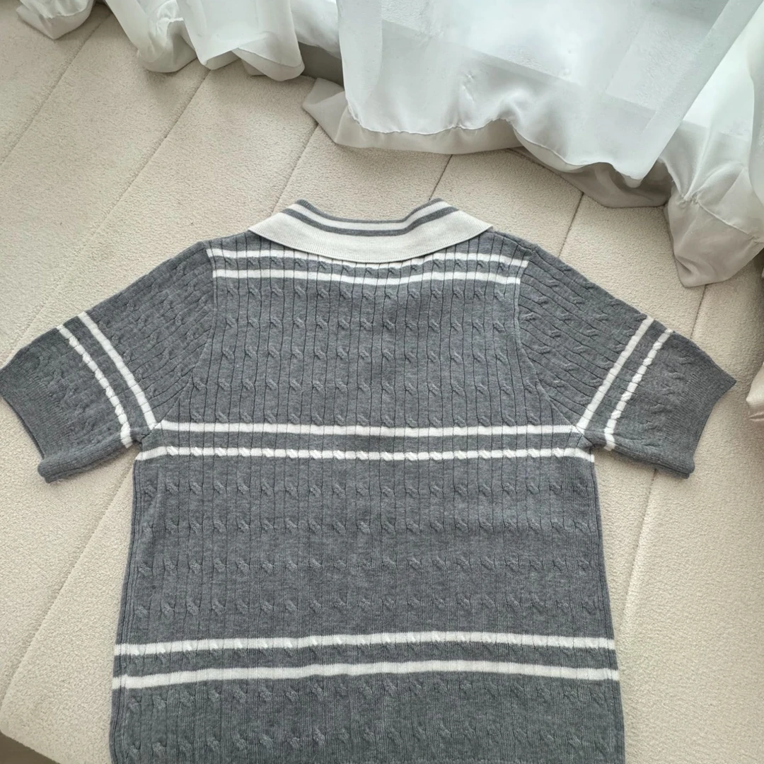 【庆哥推荐】翻领条纹2025春夏短袖GHB-Y84786(冷水手洗或干洗)