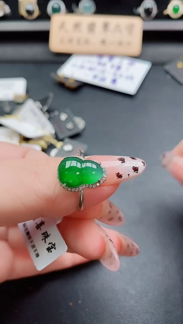 银S925镶嵌戒指翡翠1