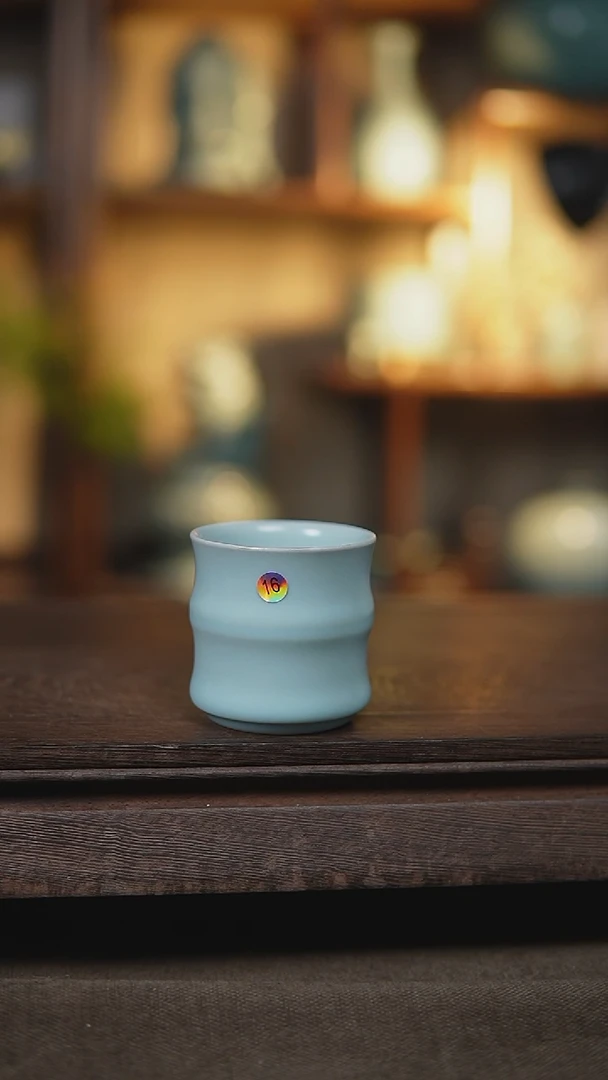 【闪购商品】杯仿古月白白玉竹节杯瑕16