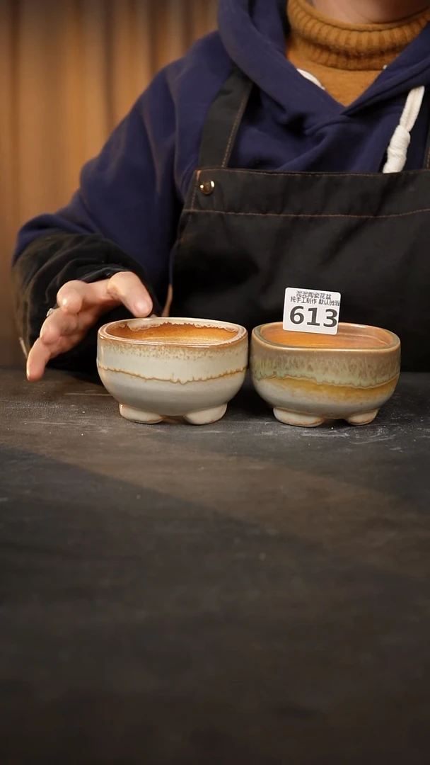 【闪购商品】瓷片613泥泥手工花盆口8高6