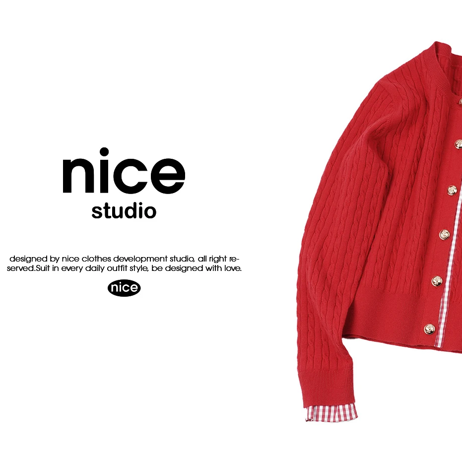 奈斯专属【25年新款开衫】 织带 毛衣上衣女MYBL4C329