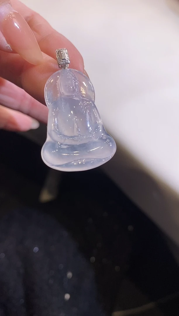 吊坠(不含链)18K金镶嵌翡翠观音