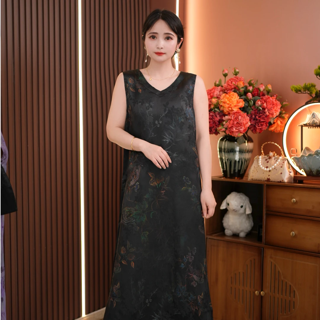 (背心裙）2025新款v领双面双穿夏季背心裙连衣裙中老年妈妈装显瘦