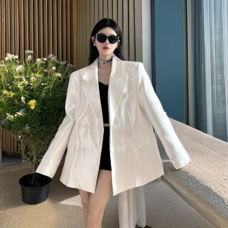 老钱风高端设计感双排扣秋季新款黑色西装新款时尚洋气百搭女装