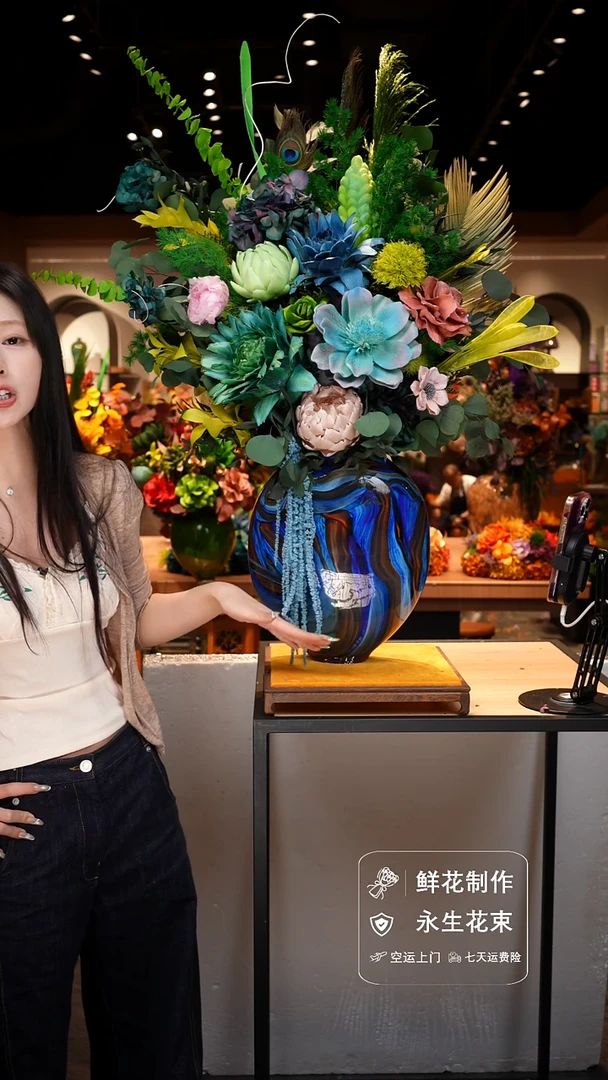手工艺品琉璃手工花器花束空运包邮送货上门-以图片为准