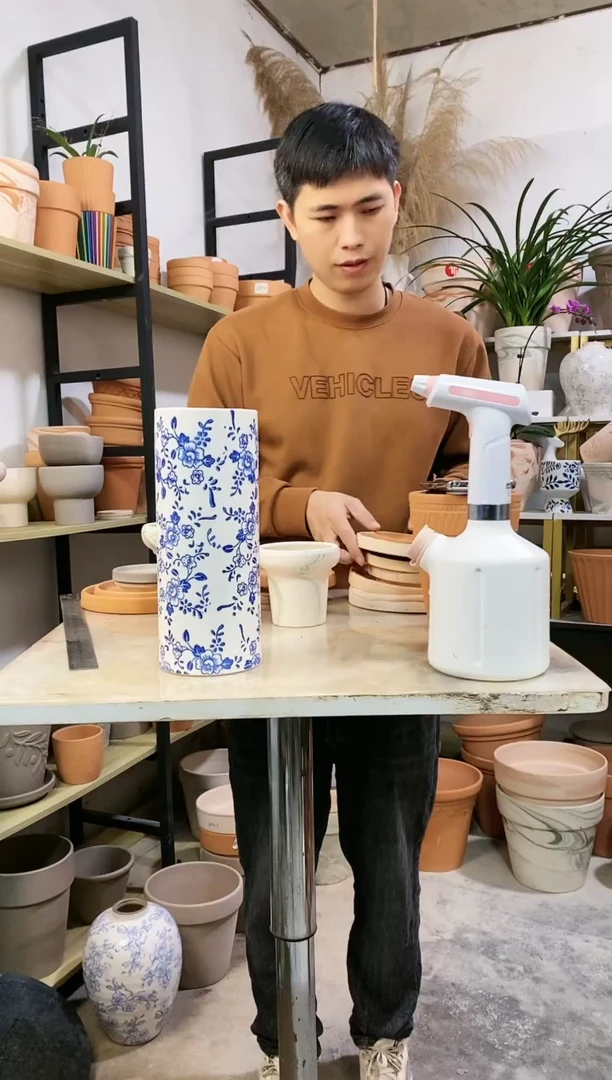 【闪购商品】红陶直筒冰裂花插 1个