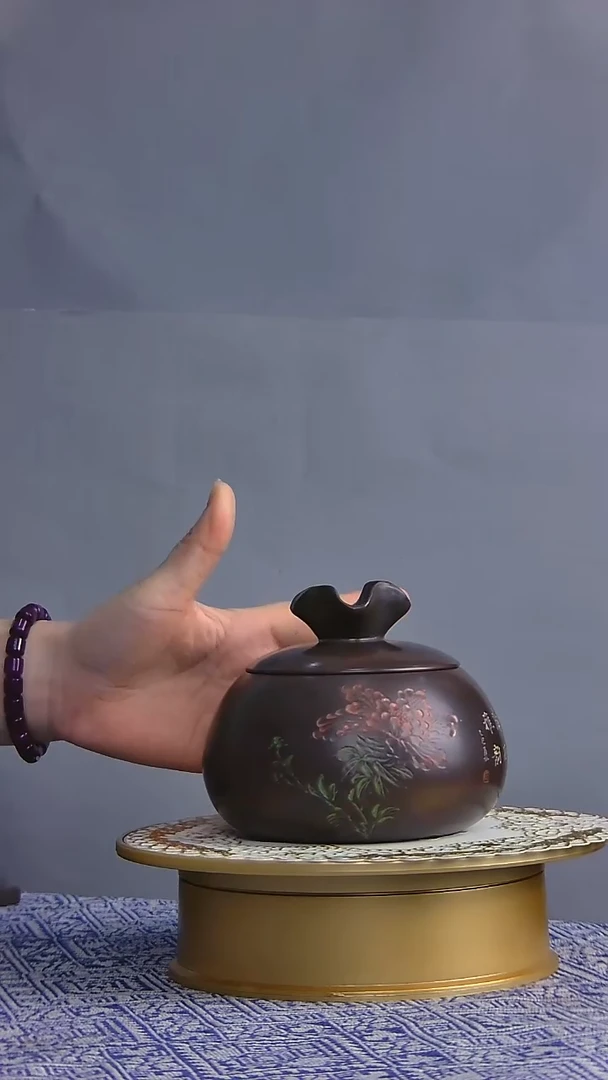 坭兴陶手工石榴小茶罐