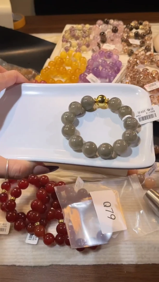 未镶嵌手链水晶多样性发一绿发15mm