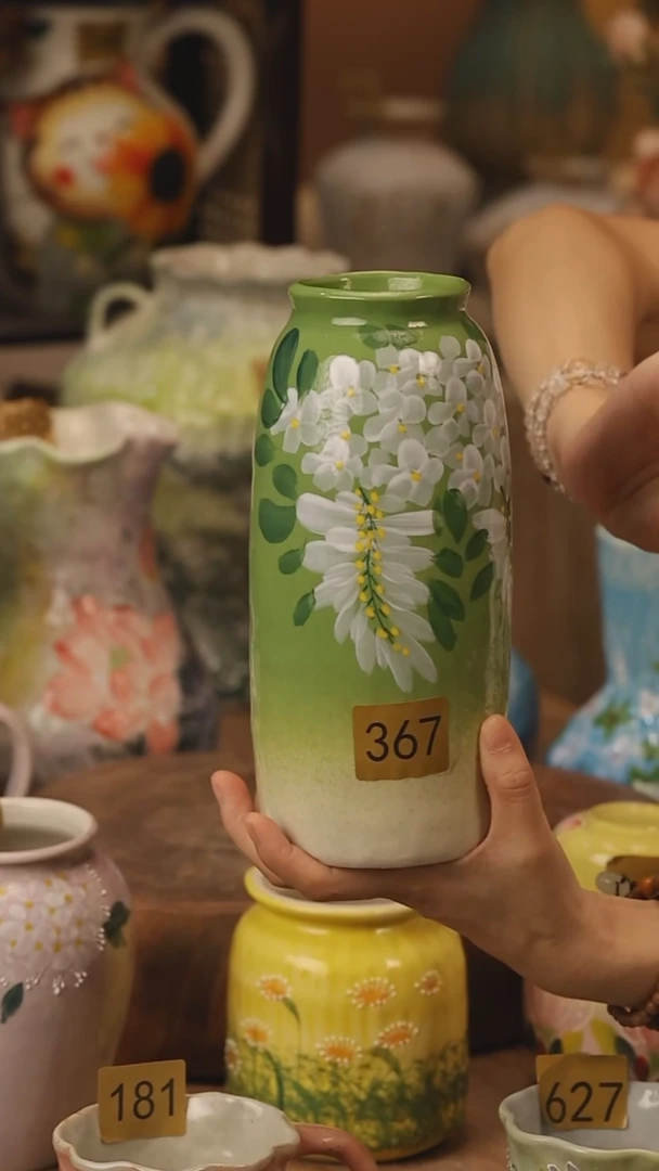 陶瓷367景德镇设计师手作花器摆件侘寂风