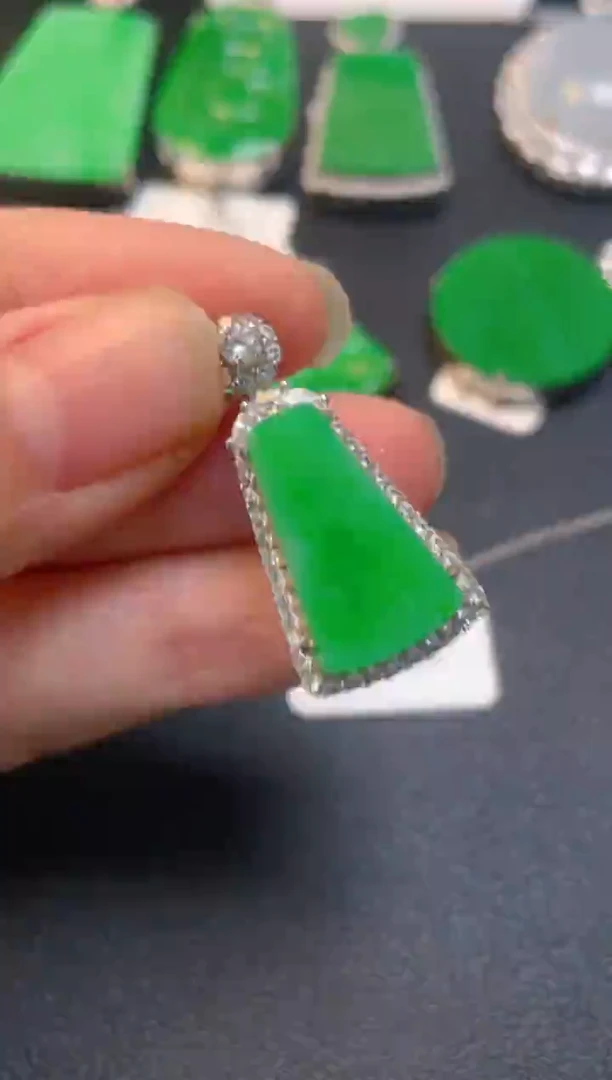 吊坠(不含链)银S925镶嵌翡翠无事牌