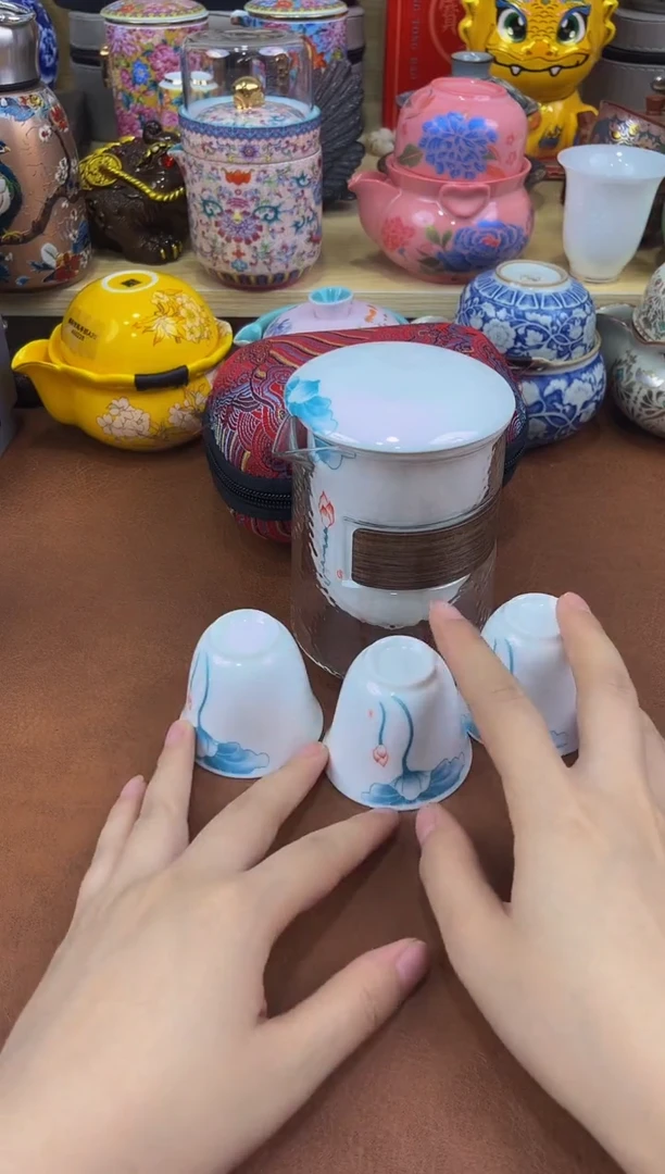 陶瓷茶具摆件旅行套组