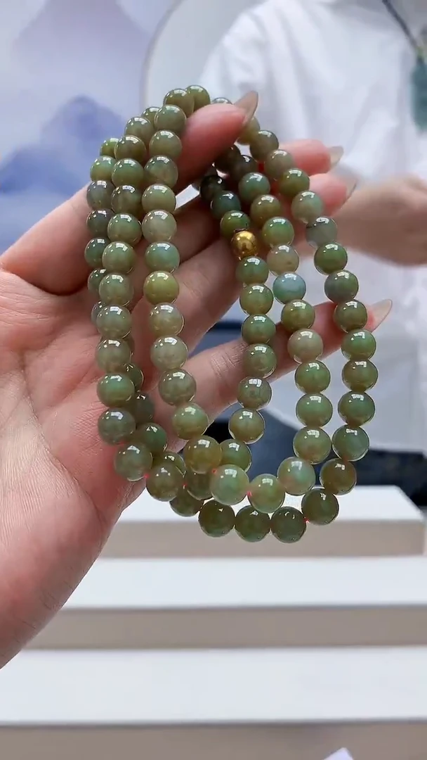 未镶嵌定制翡翠5028MM-毛货珠链58