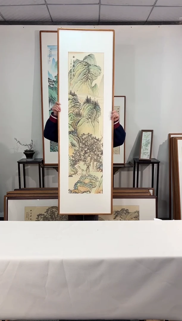 国画手绘*松荫听泉图*52*172cm