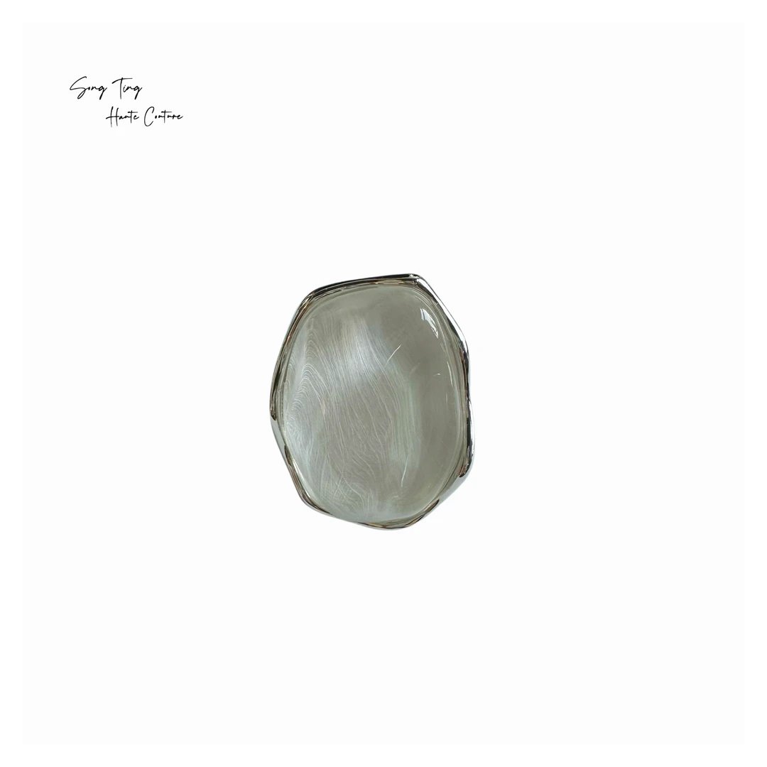 铜合金树脂戒指 SONG TING 波光粼粼拉丝复古时尚高级感简约戒指