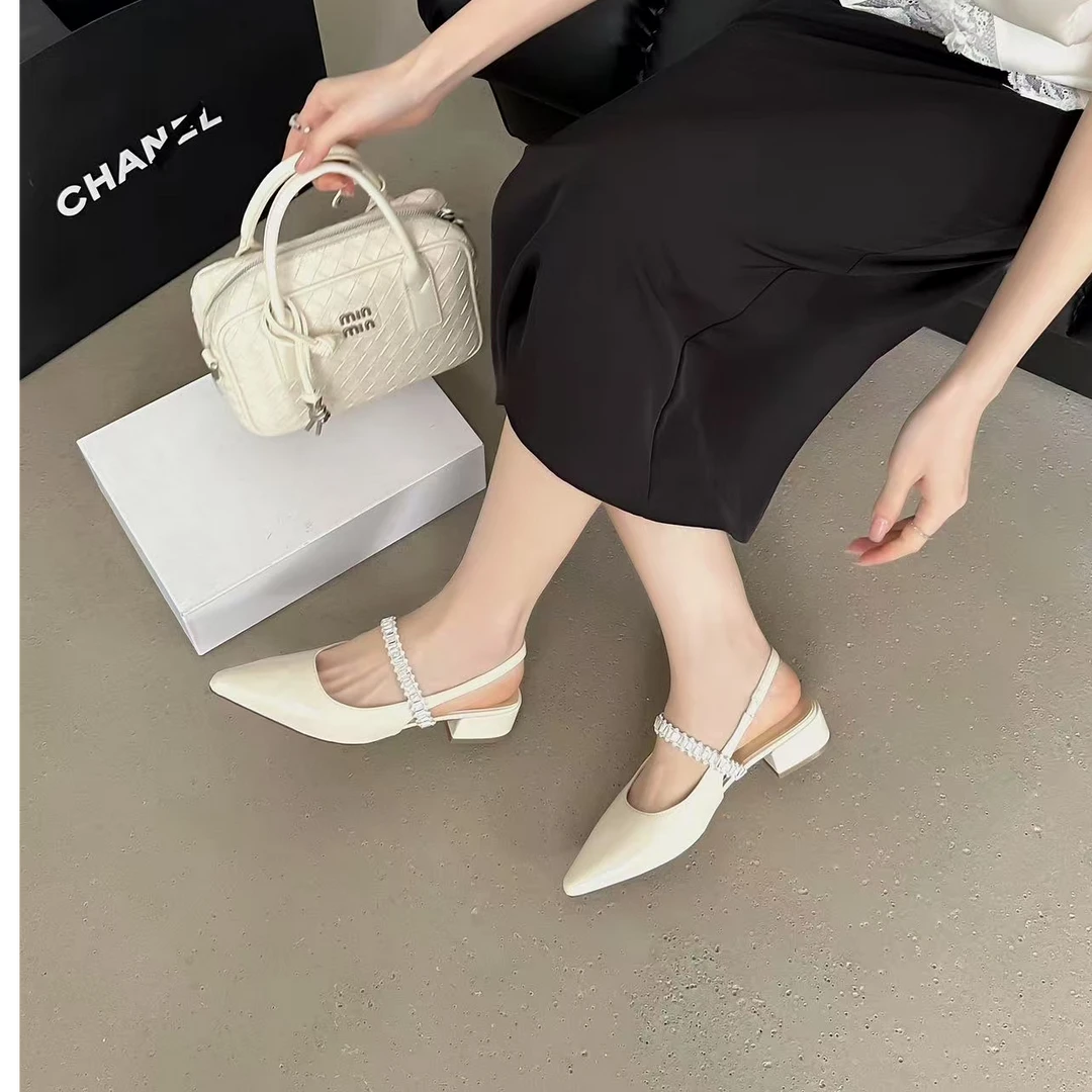 44a6999气质尖头真皮 中空 凉鞋法式玛丽珍