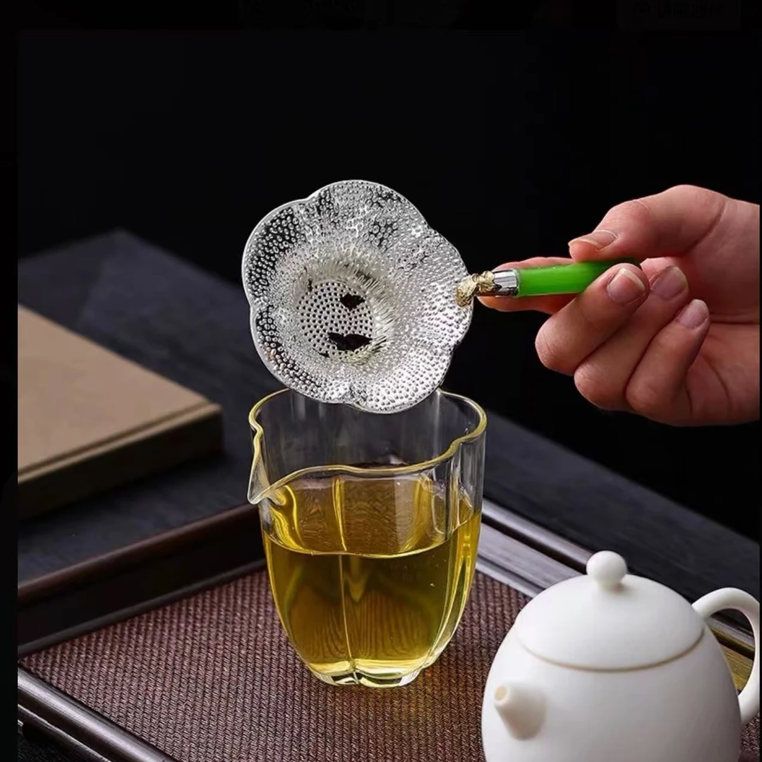 E074-锡合金花瓣茶漏手工高档神器家用过滤创意加厚茶道