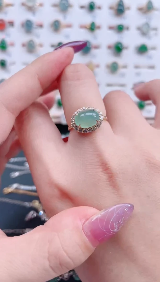 银S925镶嵌戒指翡翠天然翡翠