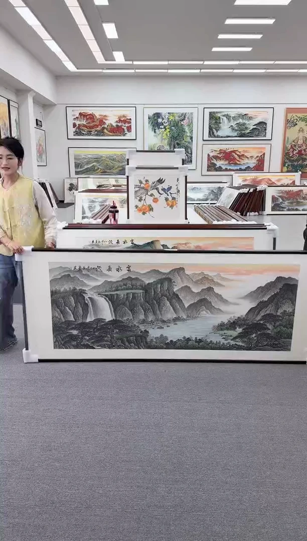国画手绘  219*88  富水长流