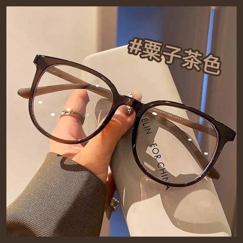 超百搭素颜韩版时尚神器显白栗子茶复古圆框可配近视眼镜框女ins