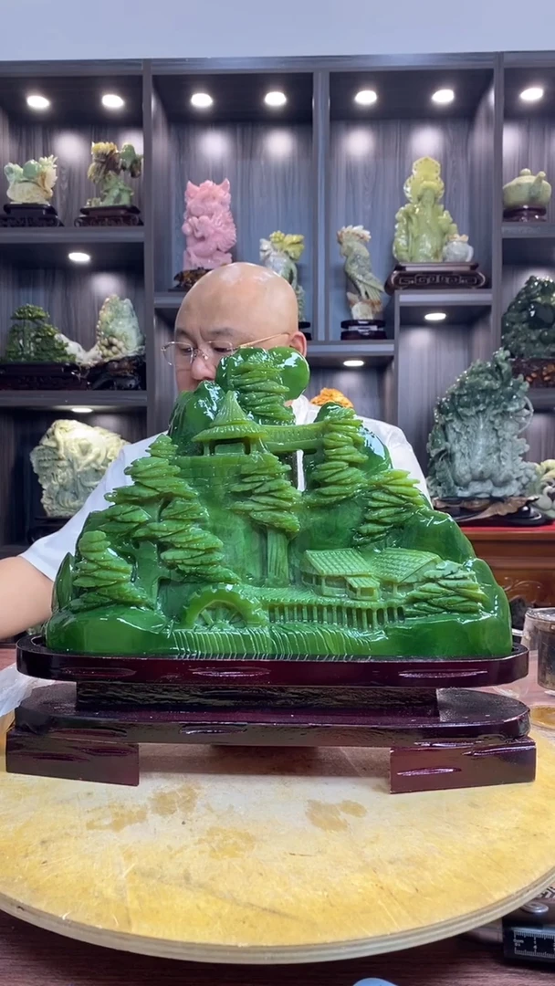 玉j**f 玉岫岩料手工雕刻摆件居家装饰送礼一物一图