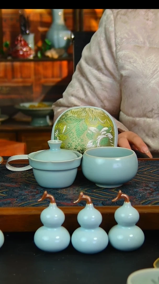 瓷片仿古旅行套装带便携装