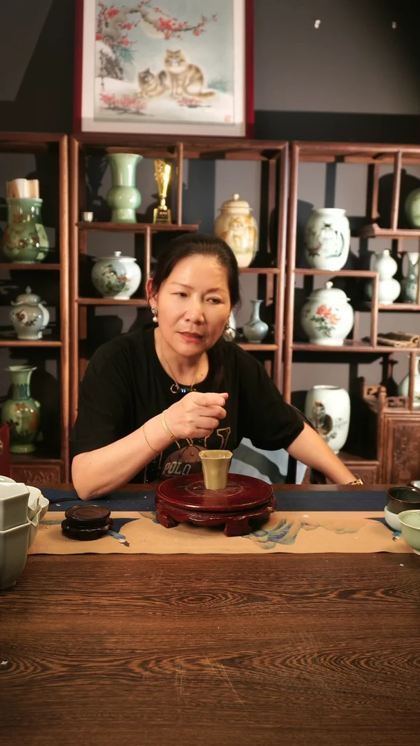 龙窑烧 窑变 四方杯（奶黄