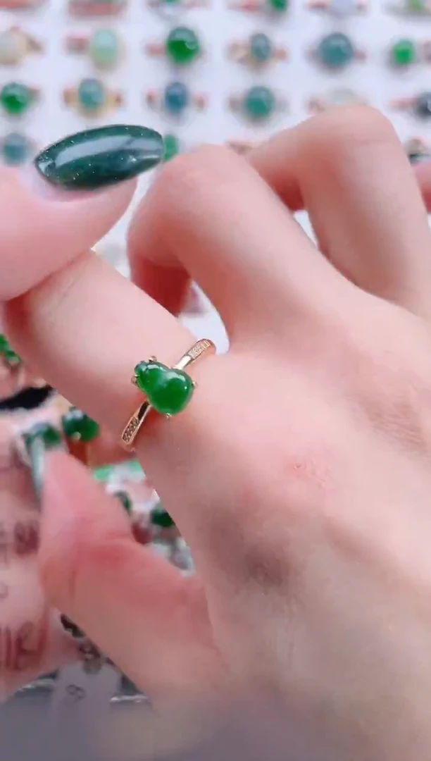 银S925镶嵌戒指翡翠天然翡翠