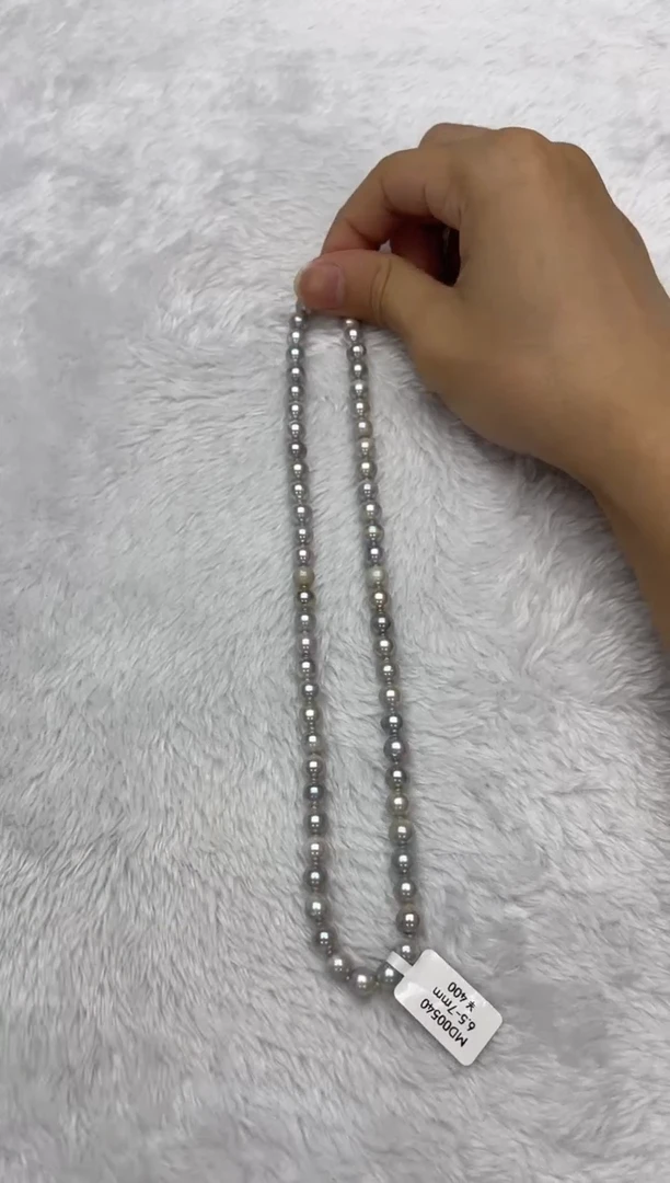 海水珍珠银S925镶嵌项链AK真多麻6.5-7mm（多样性发一）