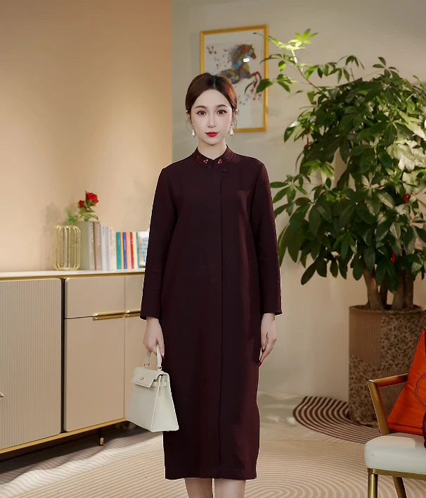 【七景超级太太】2025春季新款高档气质中长款女装连衣裙 SL25053