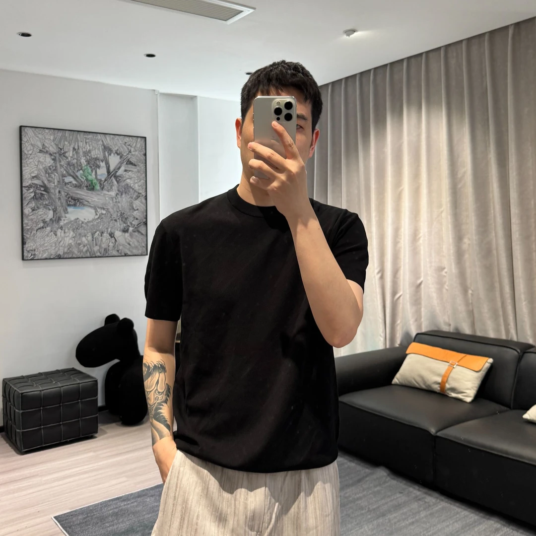 DIKALO FERRE/迪卡里奥 费雷D52DT103亲肤超细长绒棉提花圆领T恤