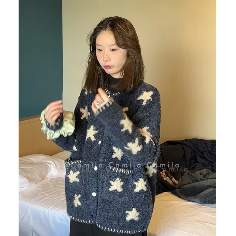 【昏昏精选】来自秋冬的温暖和浪漫毛茸星星毛衣针织开衫外套上衣女