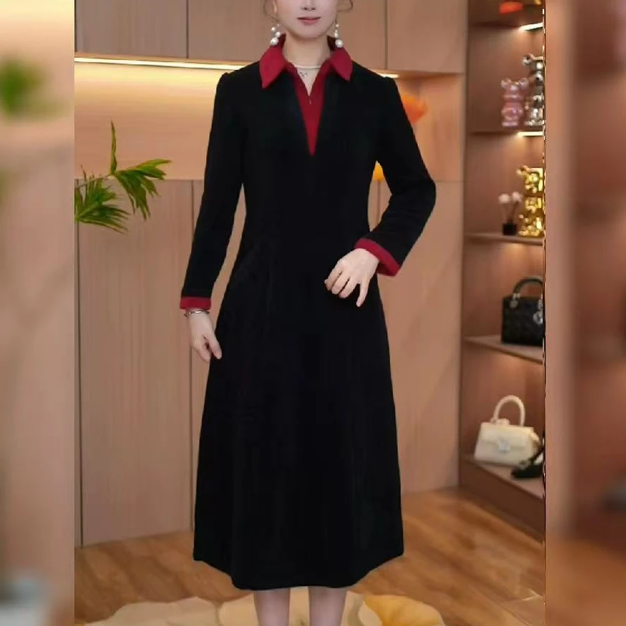 F1138 秋冬季套头款连衣裙轻奢收腰