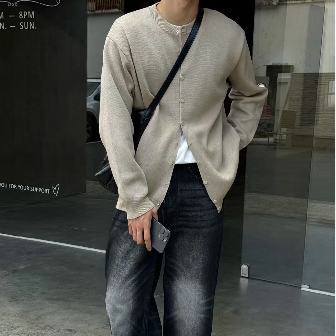 2025春夏款羊毛秋开衫弹力长袖针织衫简约风宽松版春秋款网红时尚