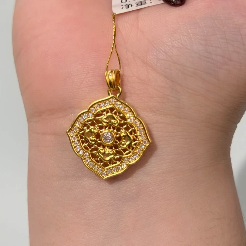 圈钻花丝吊坠黄金足金999【489/88】
