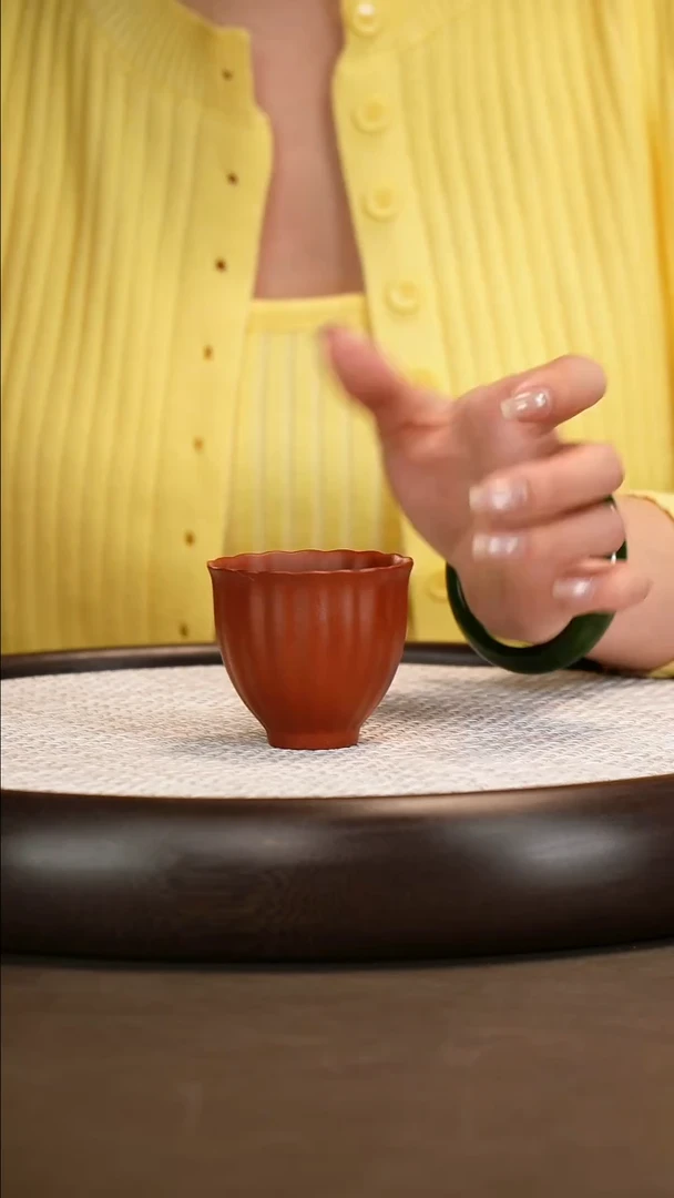 紫砂茶具大红袍筋纹杯