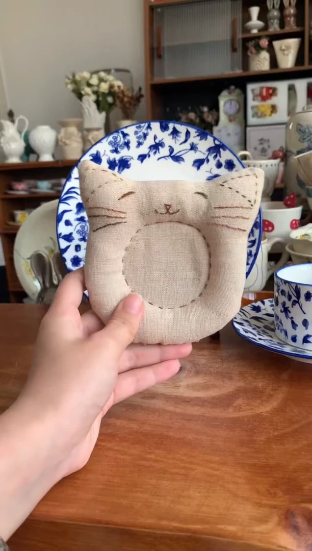 陶瓷【380】猫咪纯手工布垫