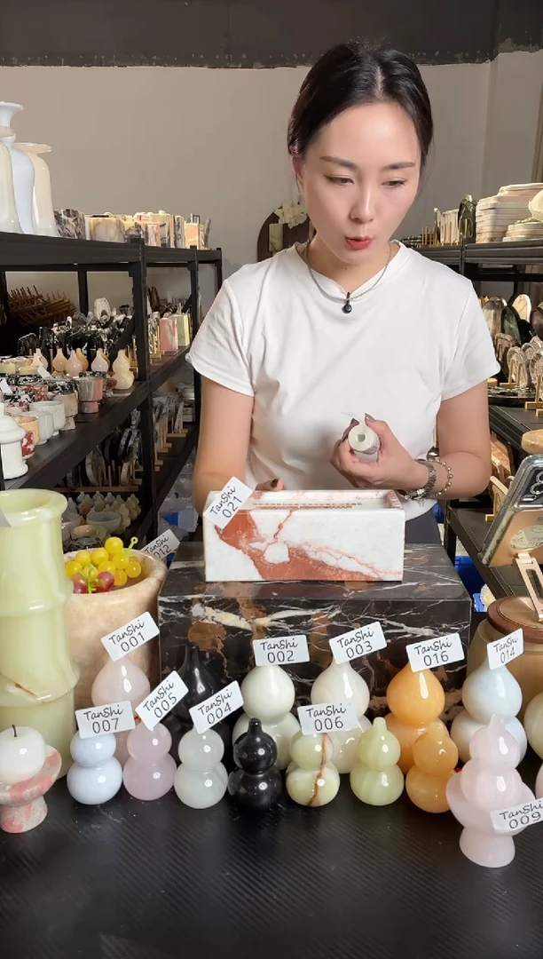 石材021大理石长方香薰罐已罐蜡