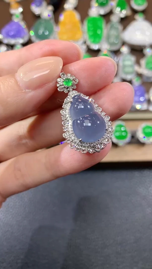 吊坠(不含链)18K金镶嵌翡翠C63 紫货有一定色差