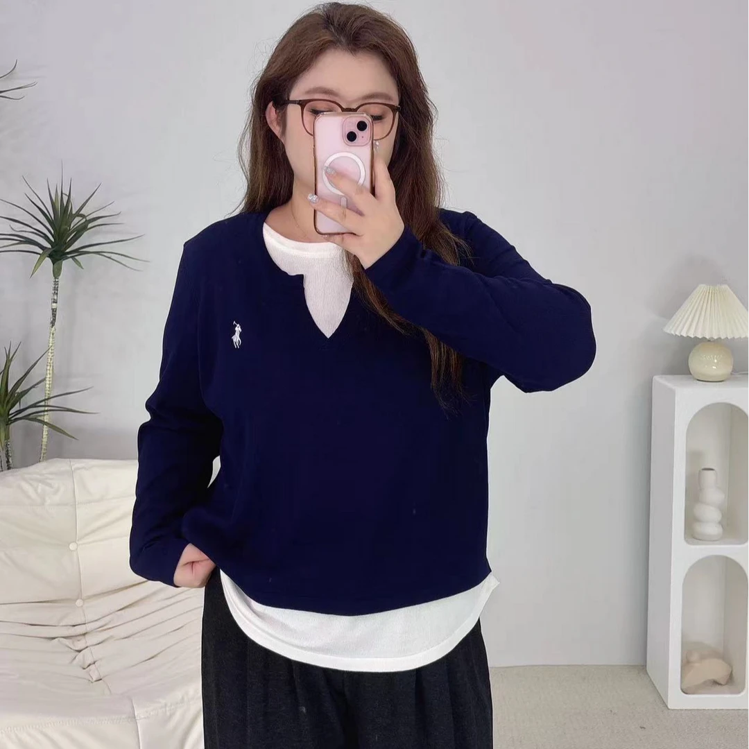 大码胖MM休闲百搭刺绣高级设计感别致长袖开衫新款女针织衫#9056