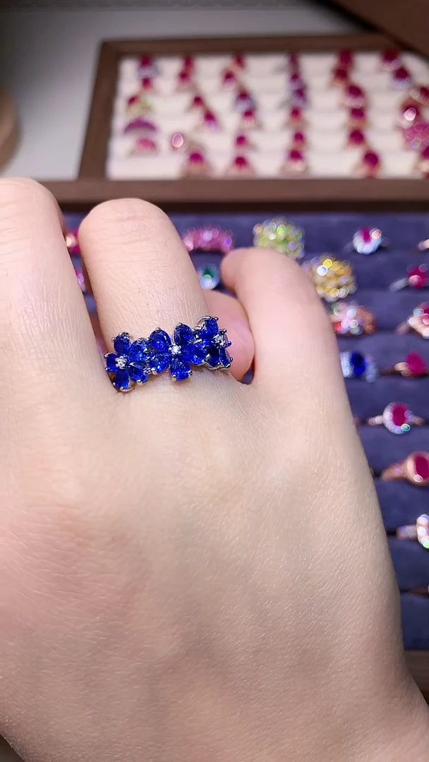 【闪购商品】蓝宝石戒指银S925镶嵌000