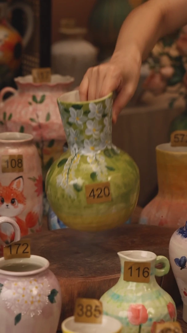 陶瓷420景德镇设计师手作花器摆件侘寂风